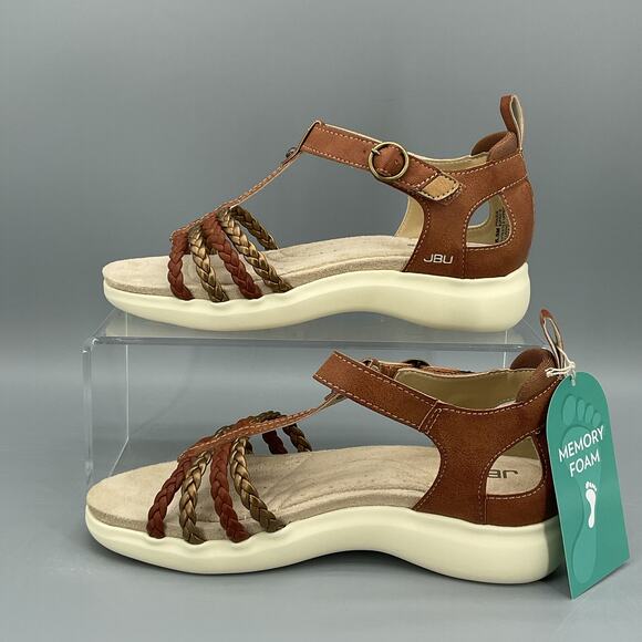 NEW JBU Women’s Prague T-Strap Sandals Brown/bronze Size 6.5M - Picture 2 of 10